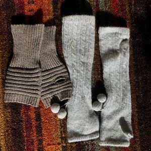 Set of 2 pairs fingerless gloves mittens